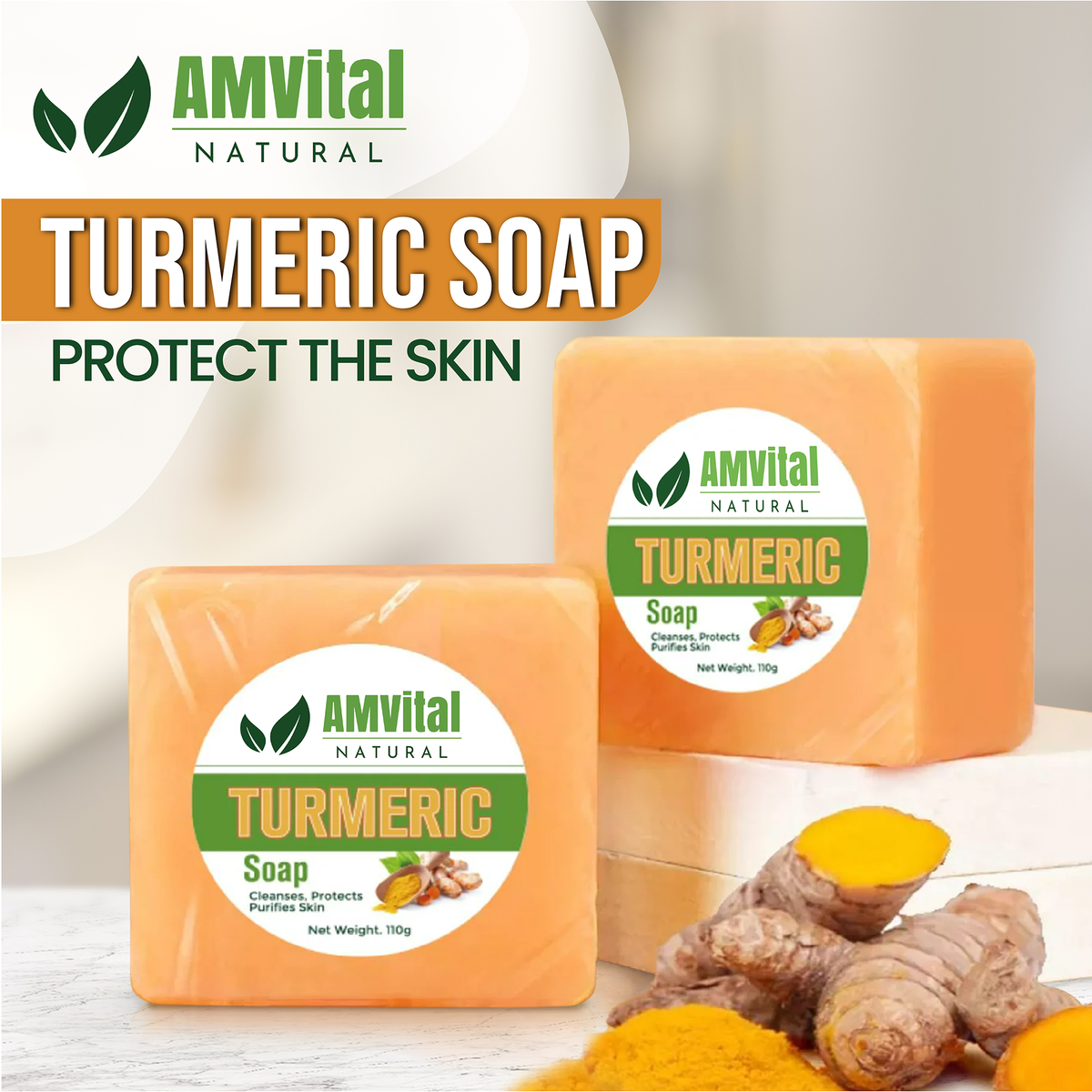 Turmeric Soap Bar for Glowing Skin (3-Pack)